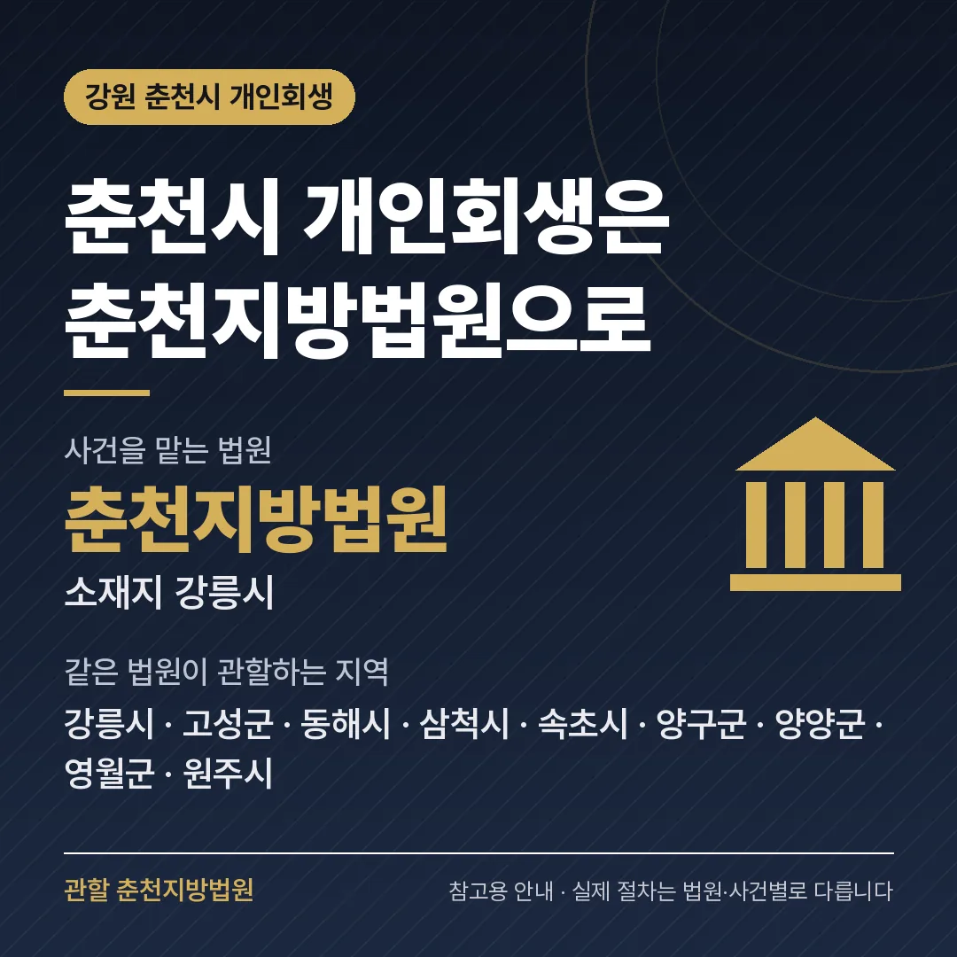 강원 춘천시 개인회생 관할 법원 — 춘천지방법원 강원 춘천시 개인회생 관할 법원 — 춘천지방법원